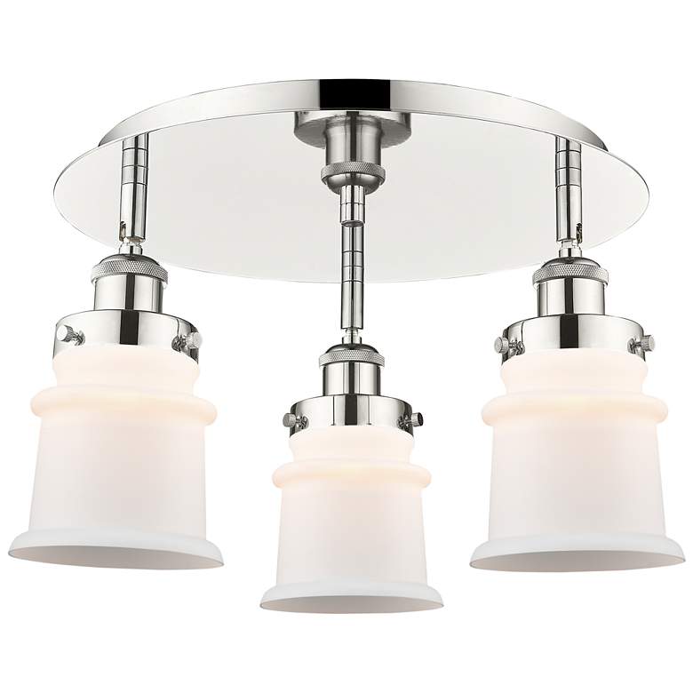 Image 1 Canton 17"W 3 Light Polished Nickel Flush Mount w/ Matte White Glass S