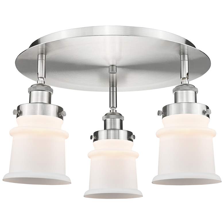 Image 1 Canton 17"W 3 Light Satin Nickel Flush Mount With Matte White Glass Sh