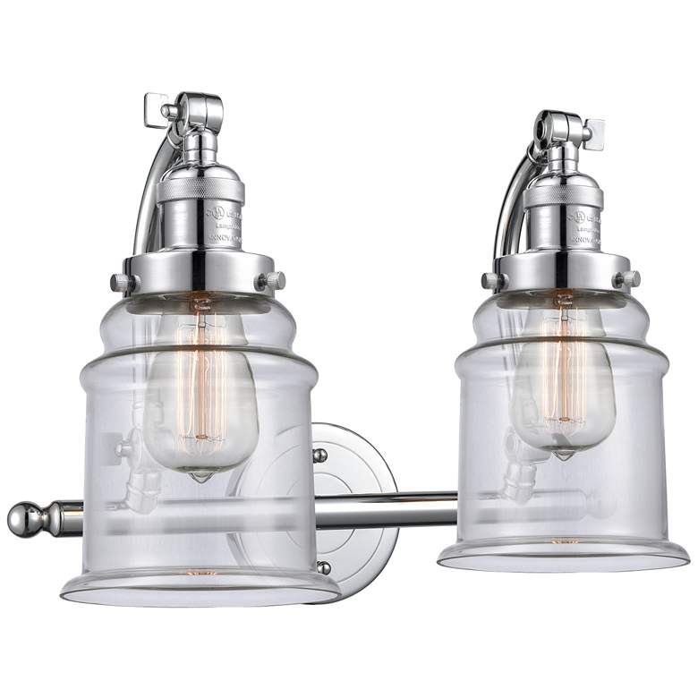 Image 1 Canton 18" Wide 2 Light Polished Chrome Bath Vanity Light w/ Clear Sha