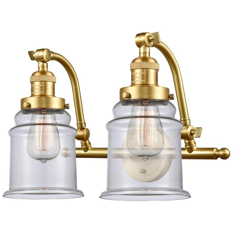 Image 1 Canton 18" Wide 2 Light Satin Gold Bath Vanity Light w/ Clear Shade