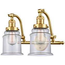 Canton 18" Wide 2 Light Satin Gold Bath Vanity Light w/ Clear Shade