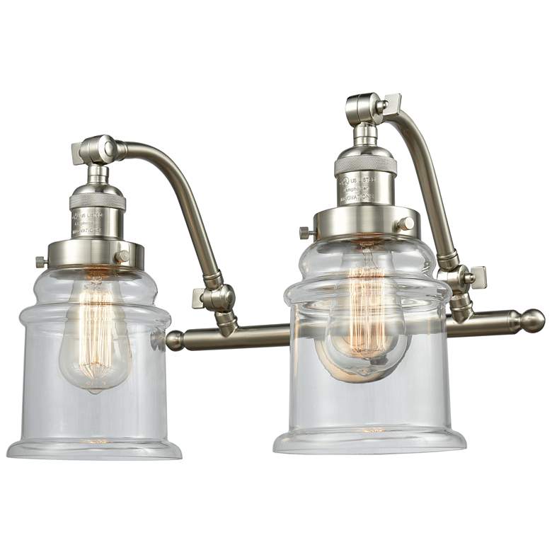 Image 1 Canton 18"W 2 Light Brushed Satin Nickel Bath Vanity Light w/ Clear Sh