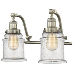 Canton 18"W 2 Light Brushed Satin Nickel Bath Vanity Light w/ Seedy Sh