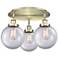 Canton 19.75" Wide 3 Light Antique Brass Flush Mount With Clear Glass