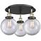 Canton 19.75"W 3 Light Black Antique Brass Flush Mount w/ Clear Glass
