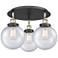 Canton 19.75"W 3 Light Black Antique Brass Flush Mount w/ Seedy Glass
