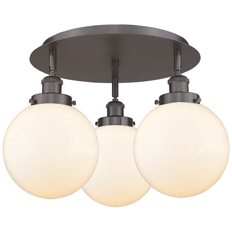 Image 1 Canton 19.75"W 3 Light Oil Rubbed Bronze Flush Mount w/ White Shade