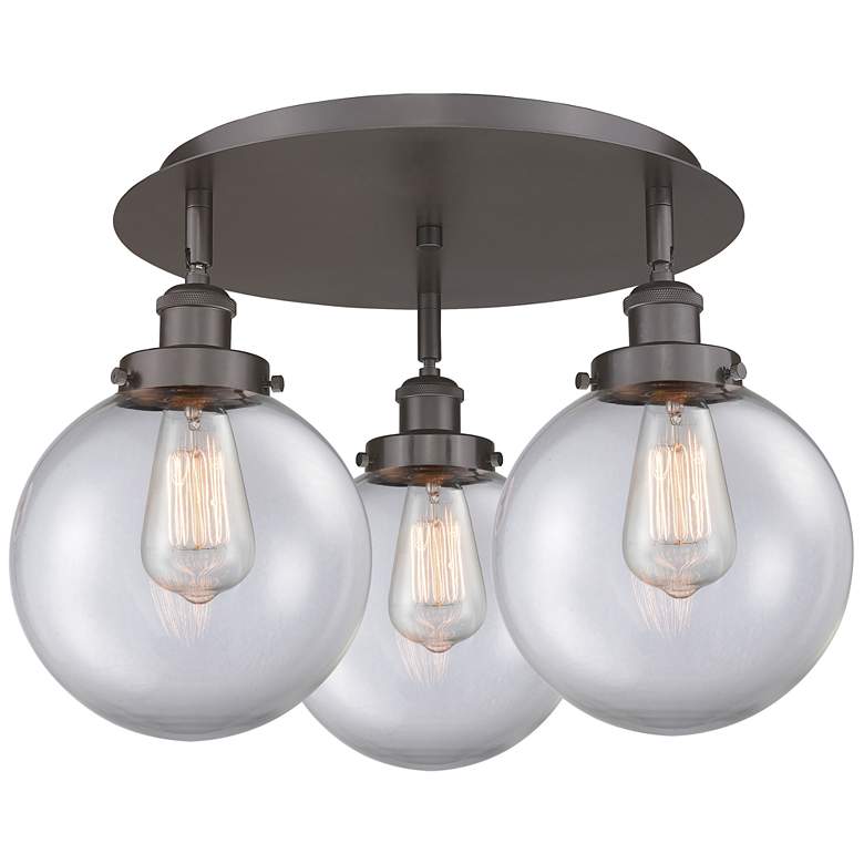 Image 1 Canton 19.75"W 3 Light Oil Rubbed Bronze Flush Mount With Clear Glass
