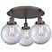 Canton 19.75"W 3 Light Oil Rubbed Bronze Flush Mount With Clear Glass