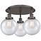 Canton 19.75"W 3 Light Oil Rubbed Bronze Flush Mount With Seedy Glass