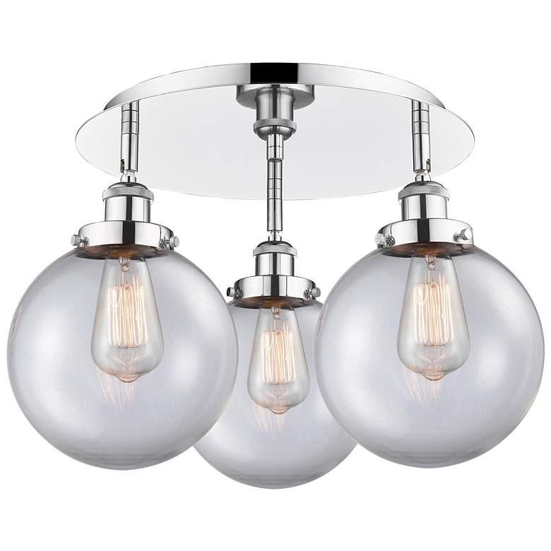 Image 1 Canton 19.75"W 3 Light Polished Chrome Flush Mount With Clear Glass Sh