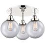 Canton 19.75"W 3 Light Polished Nickel Flush Mount With Clear Glass Sh