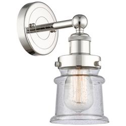 Canton 2.85&quot; High Polished Nickel Sconce With Seedy Shade