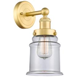 Canton 2.85&quot; High Satin Gold Sconce With Clear Shade