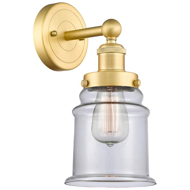 Image 1 Canton 2.85" High Satin Gold Sconce With Clear Shade