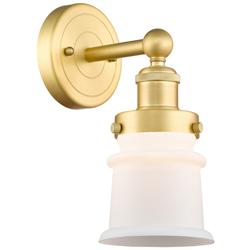 Canton 2.85&quot; High Satin Gold Sconce With Matte White Shade
