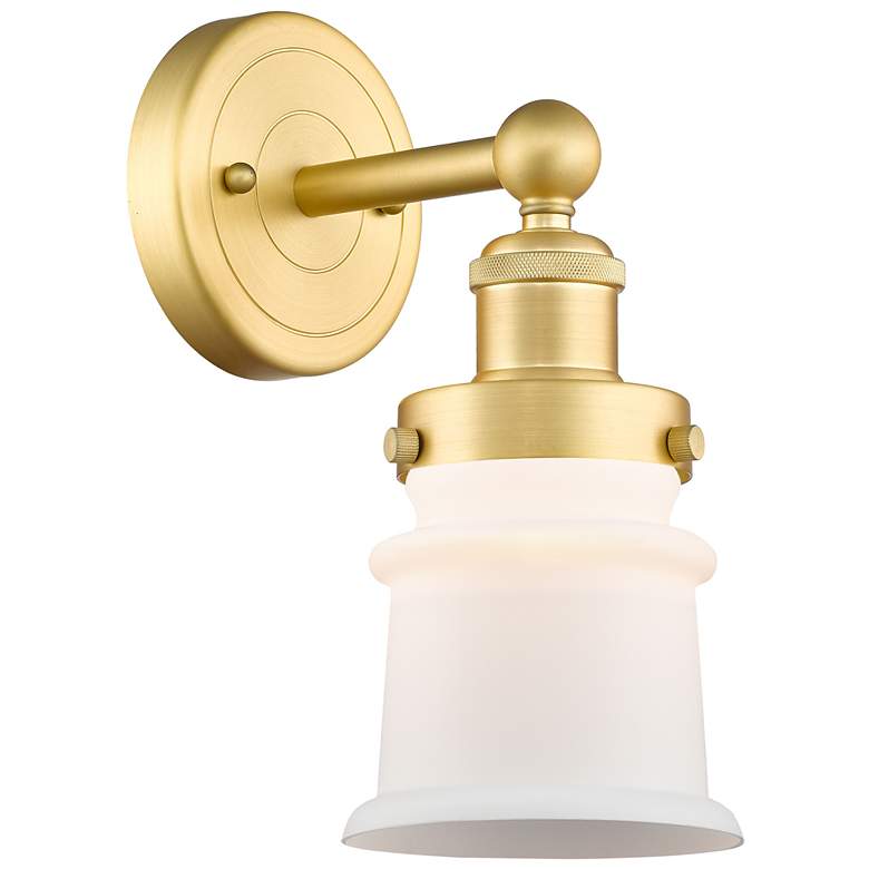 Image 1 Canton 2.85" High Satin Gold Sconce With Matte White Shade