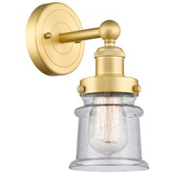 Canton 2.85&quot; High Satin Gold Sconce With Seedy Shade
