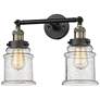 Canton 2 Light 17" LED Bath Light - Black Antique Brass - Seedy Shade