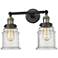 Canton 2 Light 17" LED Bath Light - Black Antique Brass - Seedy Shade