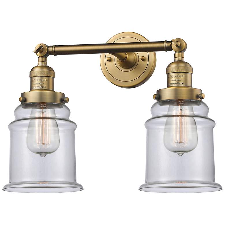 Image 1 Canton 2 Light 17" LED Bath Light - Brushed Brass - Clear Shade
