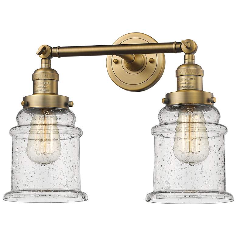 Image 1 Canton 2 Light 17" LED Bath Light - Brushed Brass - Seedy Shade