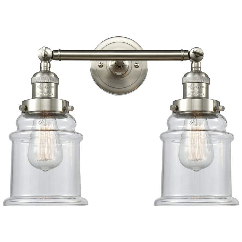 Image 1 Canton 2 Light 17" LED Bath Light - Brushed Satin Nickel - Clear Shade