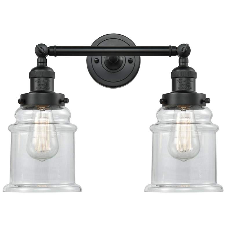 Image 1 Canton 2 Light 17" LED Bath Light - Matte Black - Clear Shade