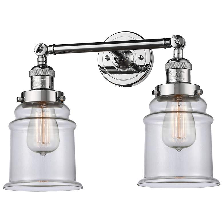 Image 1 Canton 2 Light 17" LED Bath Light - Polished Chrome - Clear Shade
