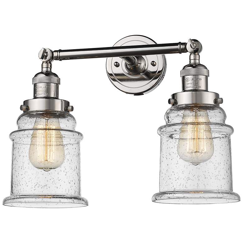 Image 1 Canton 2 Light 17" LED Bath Light - Polished Nickel - Seedy Shade