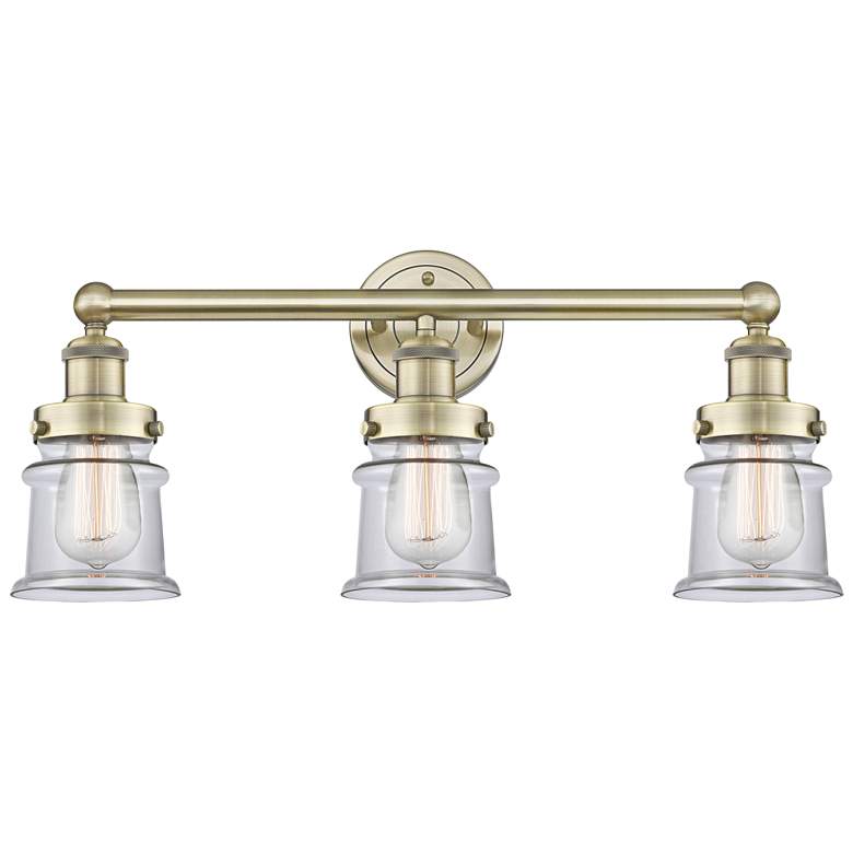 Image 1 Canton 23.25" Wide 3 Light Antique Brass Bath Vanity Light With Clear