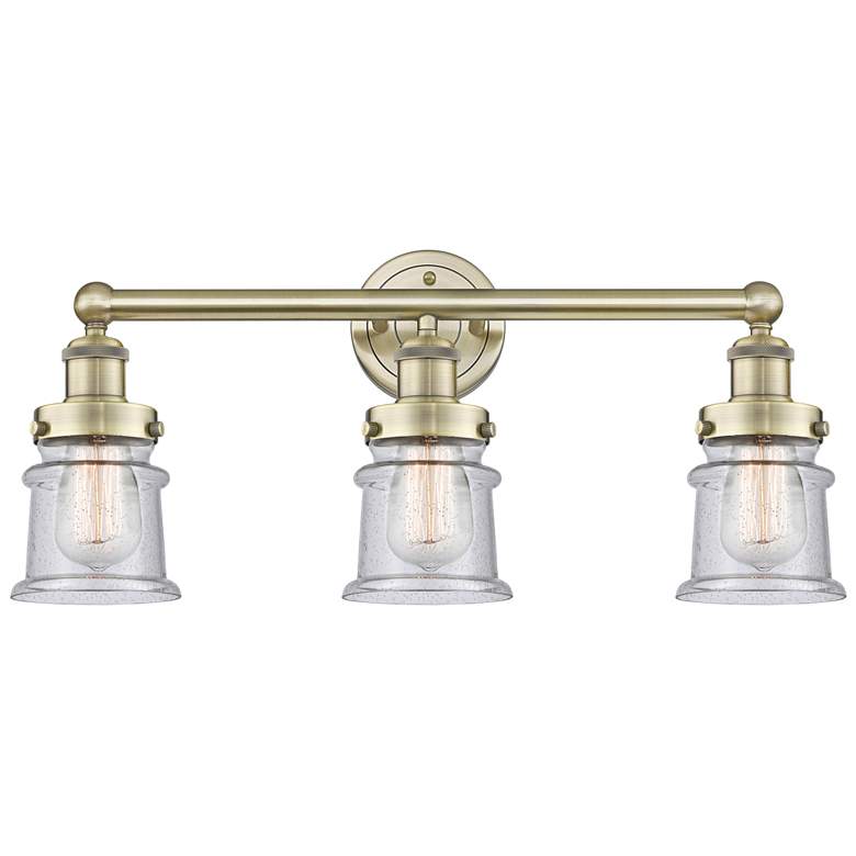 Image 1 Canton 23.25" Wide 3 Light Antique Brass Bath Vanity Light With Seedy