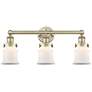 Canton 23.25"W 3 Light Antique Brass Bath Vanity Light With White Shad
