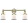 Canton 23.25"W 3 Light Antique Brass Bath Vanity Light With White Shad