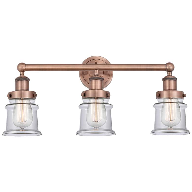 Image 1 Canton 23.25"W 3 Light Antique Copper Bath Vanity Light With Clear Sha
