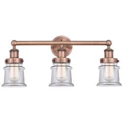 Canton 23.25"W 3 Light Antique Copper Bath Vanity Light With Clear Sha
