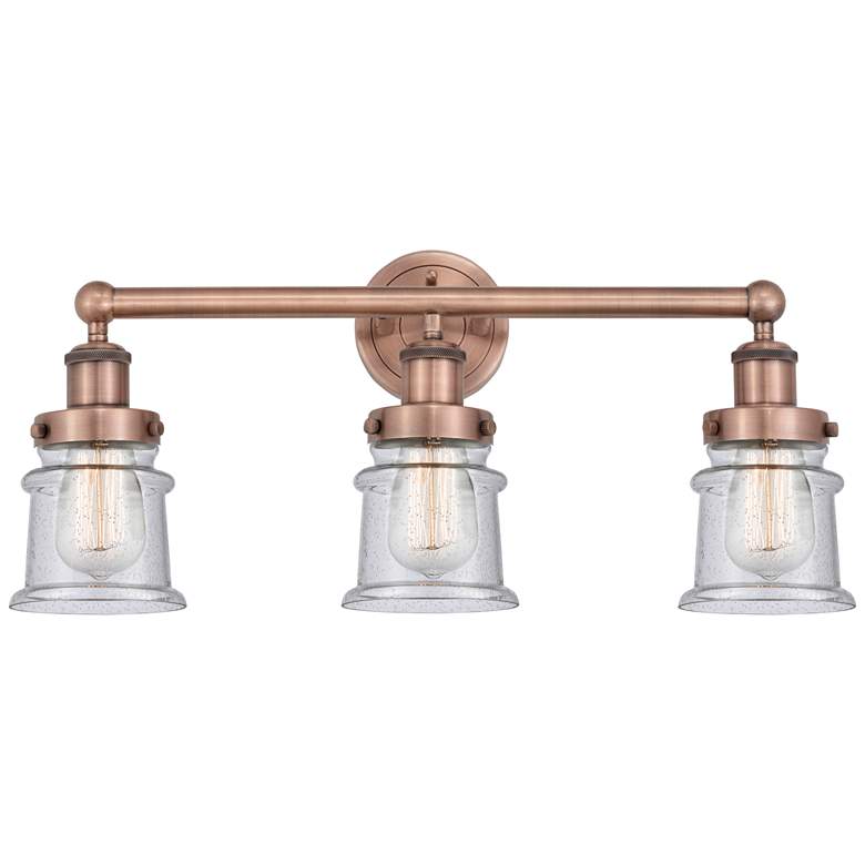 Image 1 Canton 23.25"W 3 Light Antique Copper Bath Vanity Light With Seedy Sha