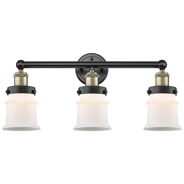 Image 1 Canton 23.25"W 3 Light Black Antique Brass Bath Light With White Shade
