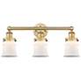 1_Canton 23.25"W 3 Light Brushed Brass Bath Vanity Light With White Shad