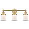 Canton 23.25"W 3 Light Brushed Brass Bath Vanity Light With White Shad