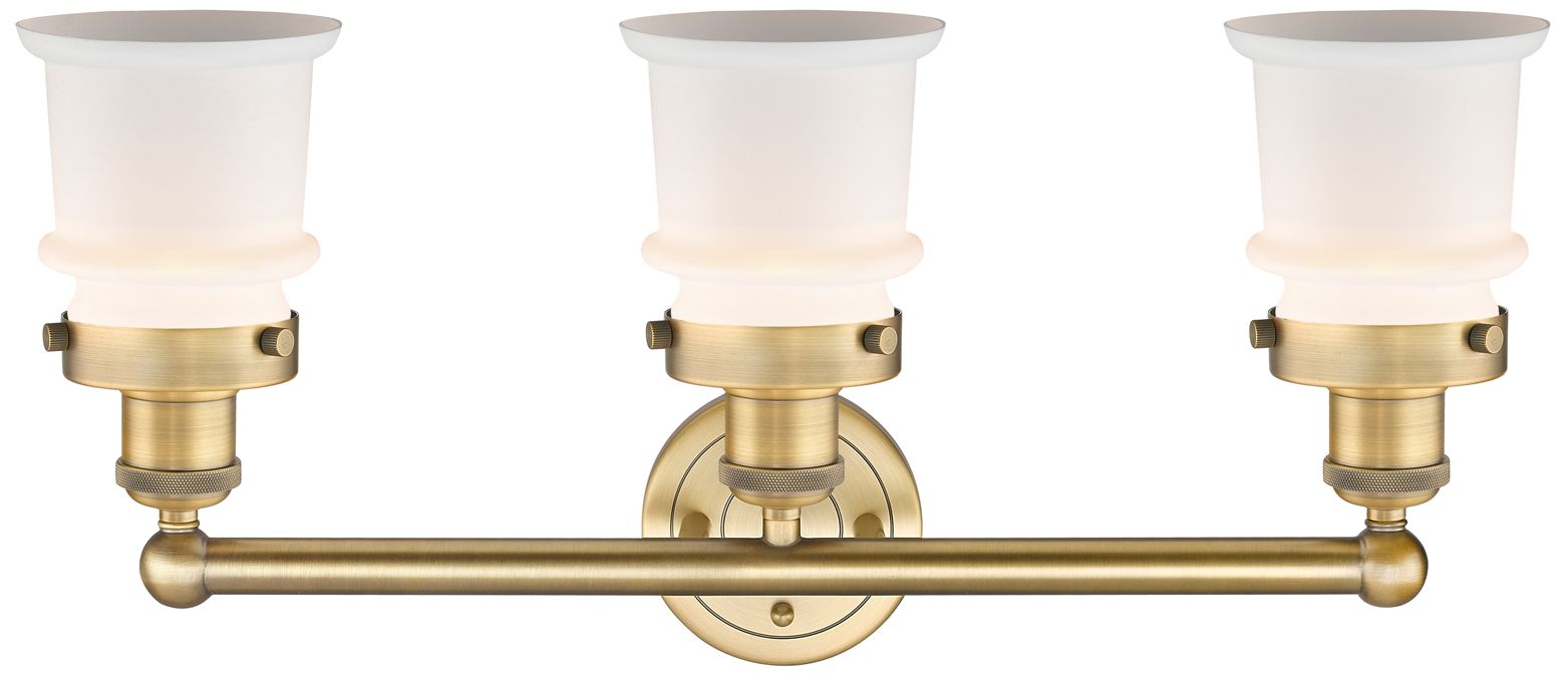 Image 2 Canton 23.25"W 3 Light Brushed Brass Bath Vanity Light With White Shad more views