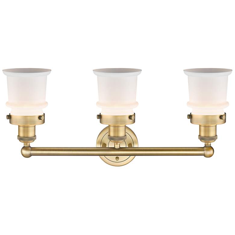 Image 2 Canton 23.25"W 3 Light Brushed Brass Bath Vanity Light With White Shad more views