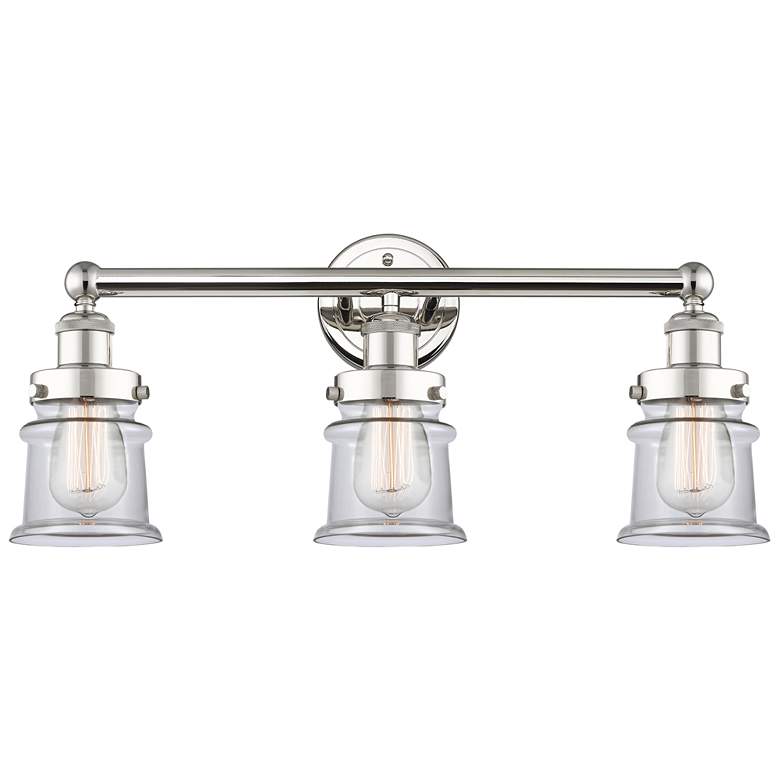 Image 1 Canton 23.25 inchW 3 Light Polished Nickel Bath Vanity Light With Clear Sh