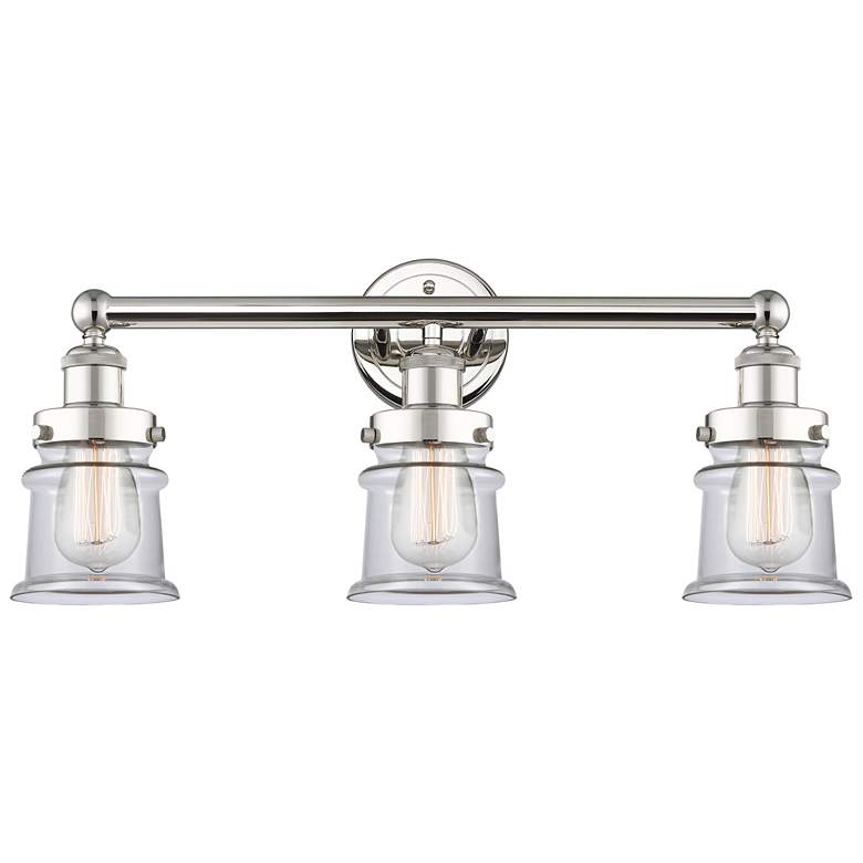 Image 1 Canton 23.25"W 3 Light Polished Nickel Bath Vanity Light With Clear Sh
