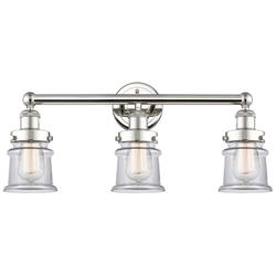 Canton 23.25&quot;W 3 Light Polished Nickel Bath Vanity Light With Clear Sh