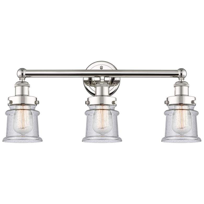 Image 1 Canton 23.25"W 3 Light Polished Nickel Bath Vanity Light With Seedy Sh