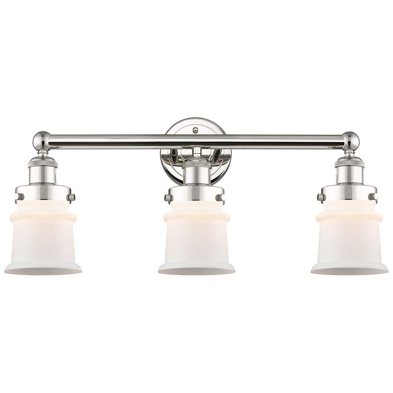 Image 1 Canton 23.25"W 3 Light Polished Nickel Bath Vanity Light With White Sh