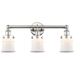 Canton 23.25&quot;W 3 Light Polished Nickel Bath Vanity Light With White Sh