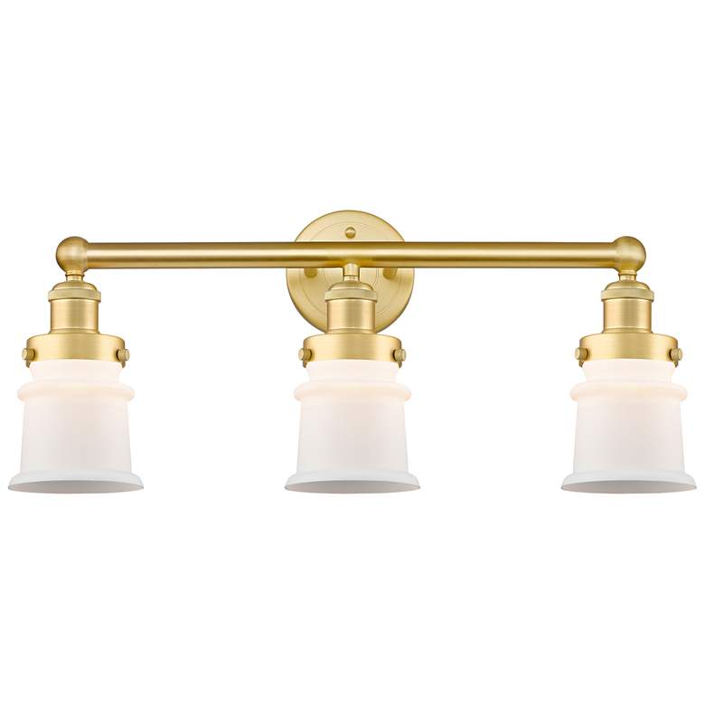 Image 1 Canton 23.25"W 3 Light Satin Gold Bath Vanity Light With Matte White S