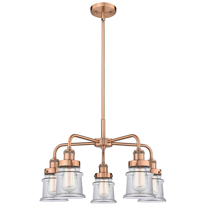 Image 1 Canton 23.25 inchW 5 Light Antique Copper Stem Hung Chandelier w/ Clear Sh
